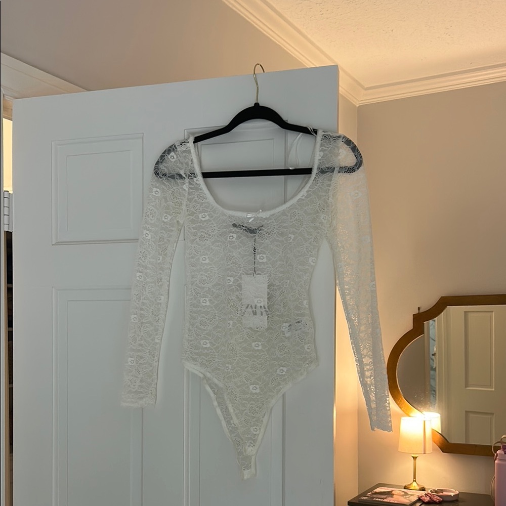 Zara White Bodysuit Top